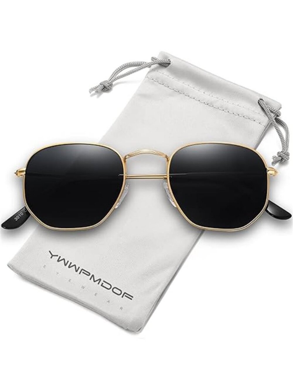 Hexagon Polarized Sunglasses Gold Metal Frame Retro UV400 Vintage Shades